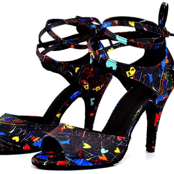 Women's Satin Tango Salsa Ballroom Dance Shoes Dancing GaGa Brand New - Picture 1 of 1